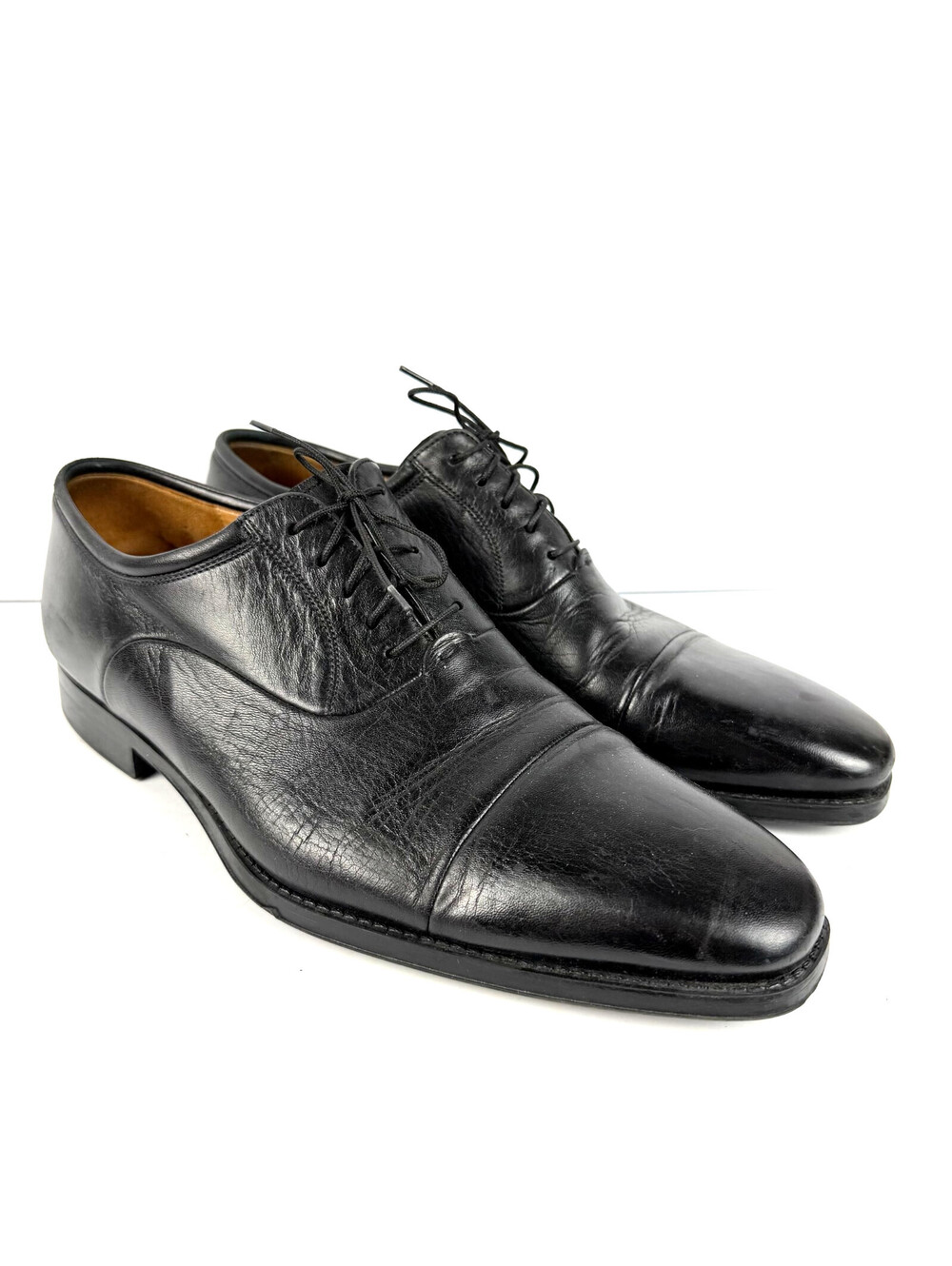 Magnanni Federico 12654 Black Leather Cap Toe Oxfords Dress Shoes Size 11.5 D